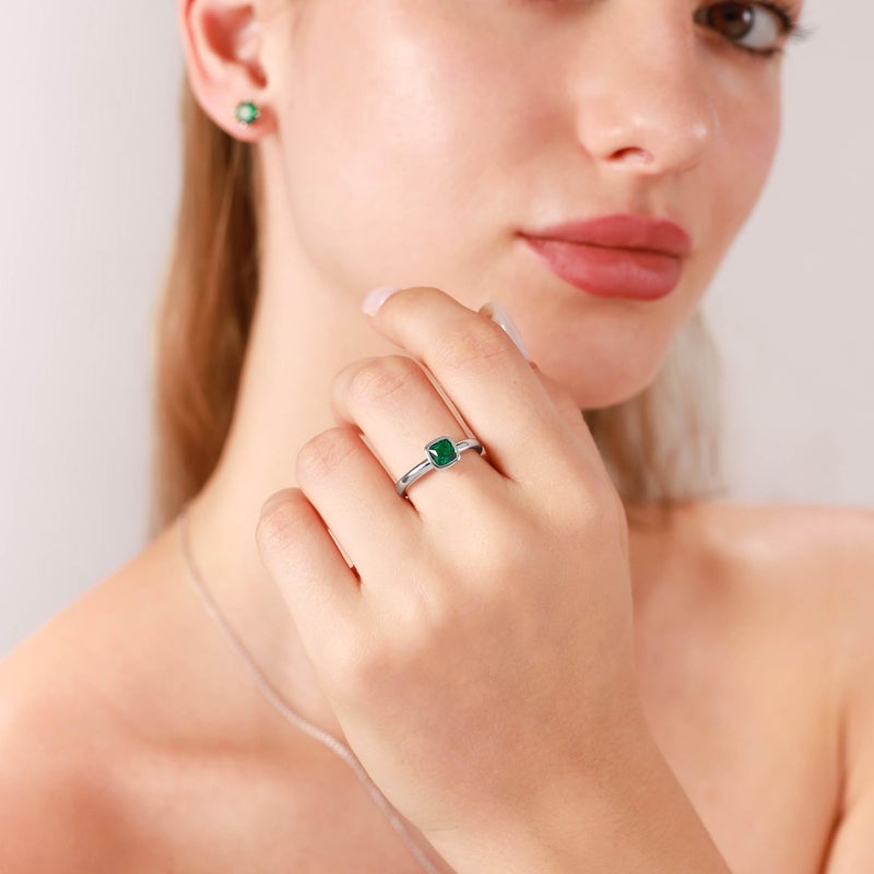 Silvershake Cushion Cut Garnet 925 Sterling Silver Stack Stackable Solitaire Ring Size 7 - Image 2